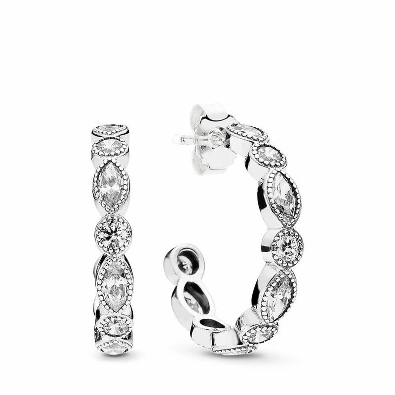 Pandora Alluring Brilliant Marquise Hoop Earrings NZ Sale, Sterling Silver (026497-BGP)